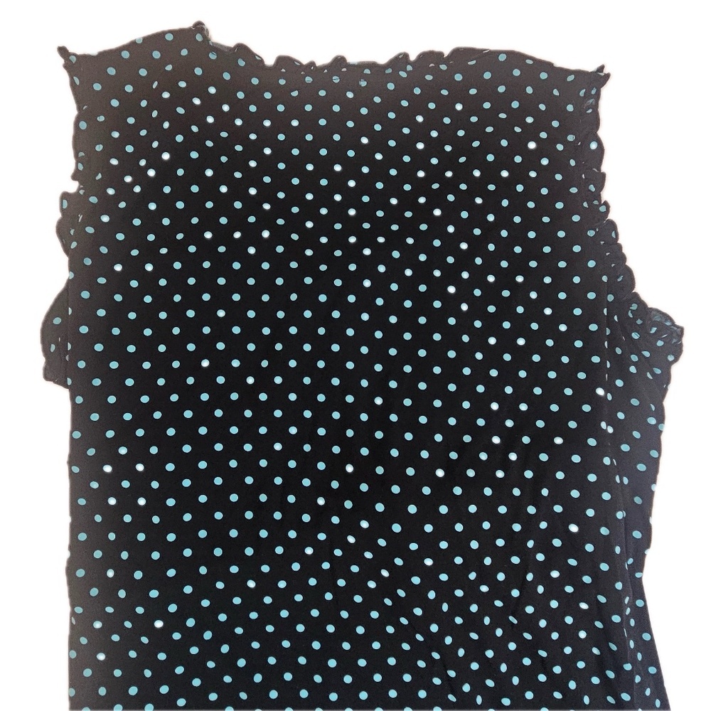 Cocomo Woman Blouse Womens 1X Black Green Polka Dots Casual Career Flowy Top - Picture 9 of 9